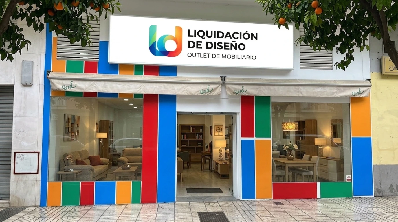 Fachada de la tienda Liquidación de Diseño · Outlet de mobiliario en Badajoz